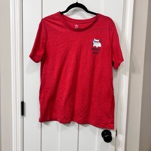 Red Graphic T-Shirt w/ Summer Vibes cat